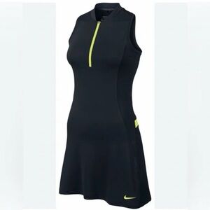 NikeGolf Tourperformance black dress  with Neon Yellow Zip Detail size M